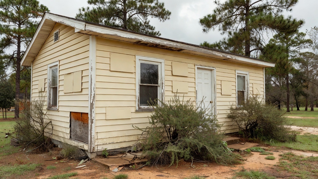 Old weathered siding before