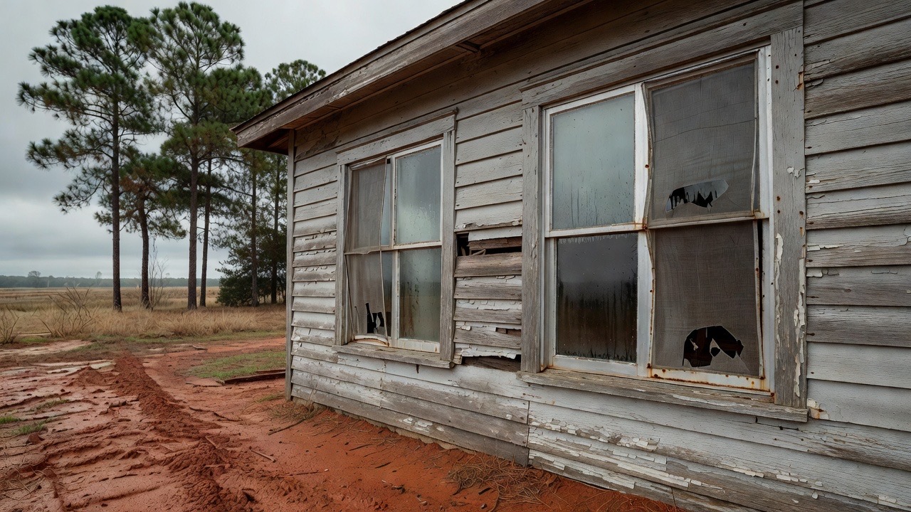 Old aluminum windows before replacement